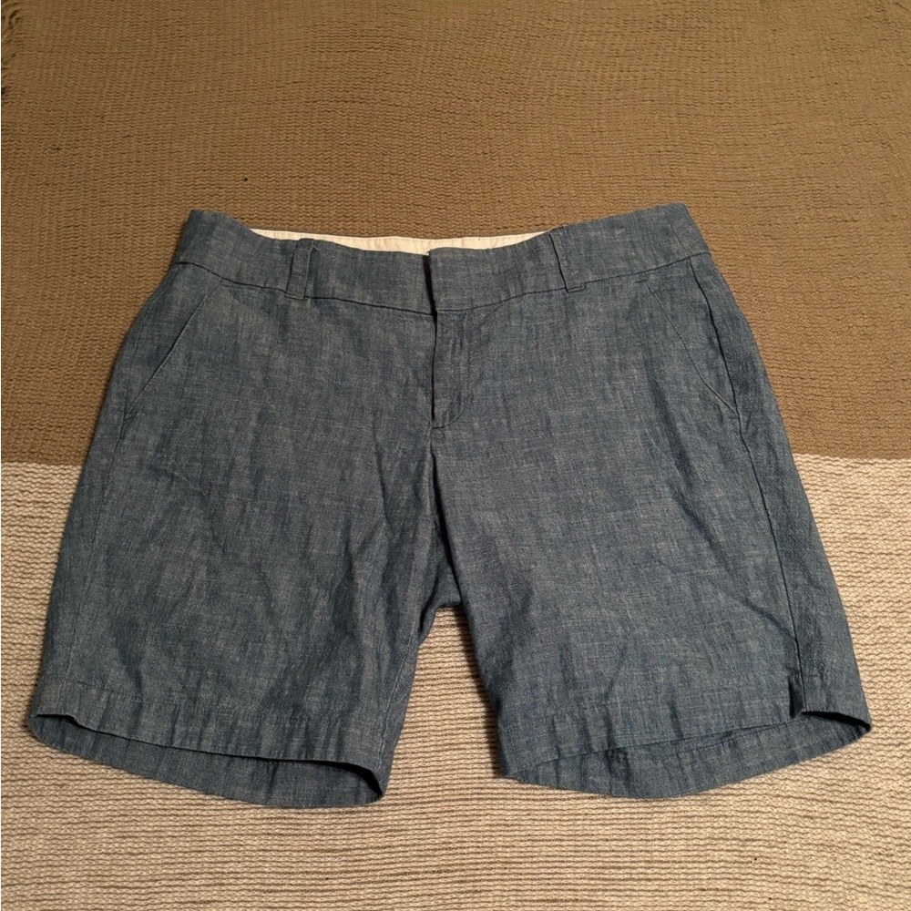 J. Crew Chambray Bermuda Shorts in Blue